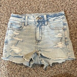 American Eagle Light Blue Distressed Jean Shorts